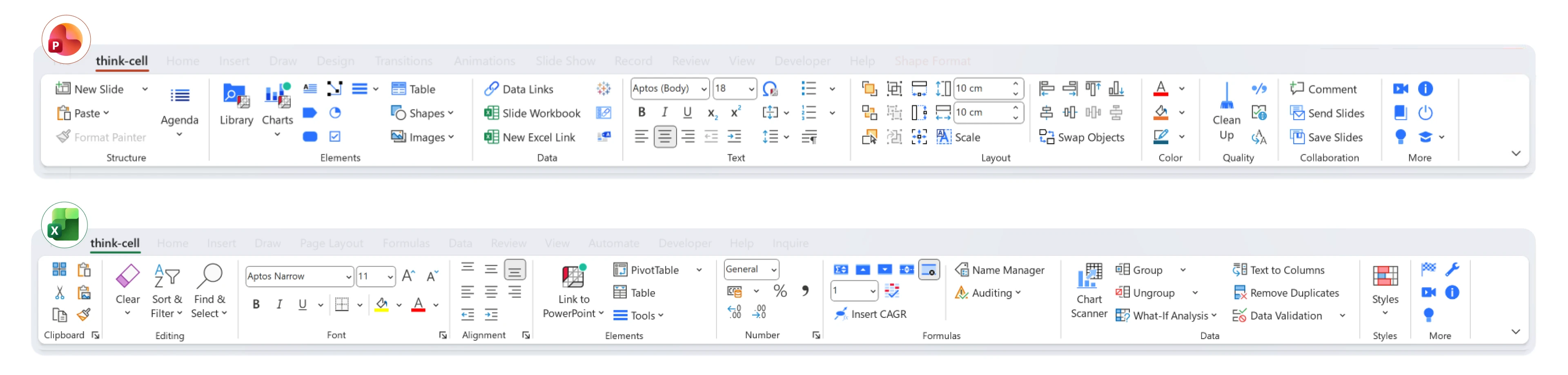 think-cell ribbon 标签